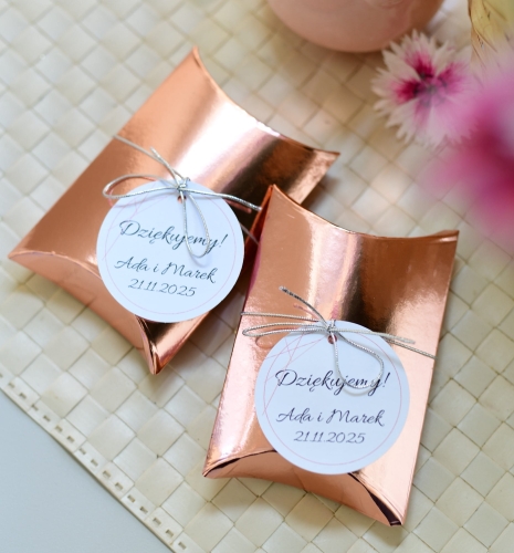 pudełka na cukierki - upominki dla gości weselnych w stylu glamour