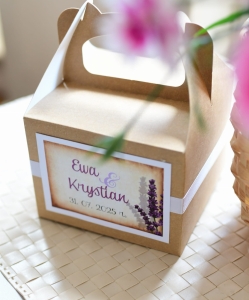 rustykalne, lawendowe pudełka na ciasto kraft (minimalne zamówienie 15 szt.) 