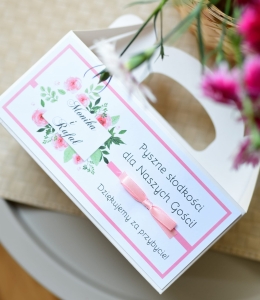 kwiatowe pudełka na ciasto - pudrowy róż - HIT! (minimalne zamówienie 15 szt.) 