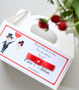 czerwone pudełka na ciasto weselne love (minimalne zamówienie 15 szt.)  