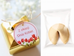 CIASTECZKA Z WRÓŻBĄ w złotych pudełkach - upominki na dzień kobiet (minimalne zamówienie 15 szt.) 