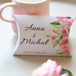 pudełka na cukierki weselne PIWONIE  (minimalne zamówienie 15 szt.) 