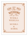 spersonalizowane naklejki na alkohol weselny - styl vintage - imiona Pary Młodej oraz data