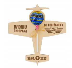 personalizowany samolocik na lizak - upominki szkolne dla dzień chłopaka