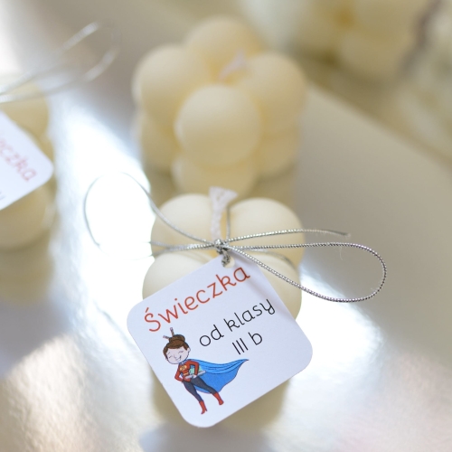 świece sojowe bąbelkowe bubble z kwiatkami - super nauczycielka / nauczyciel