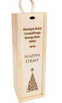 drewniane, świąteczne opakowanie na wino z grawerem - nazwa firmy