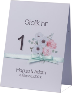 kwiatowe numery stołów  weselnych - mint