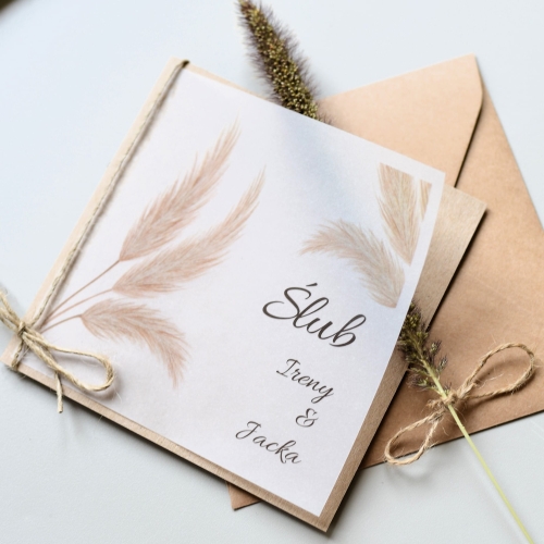 personalizowane zaproszenia ślubne boho trawy - pełna personalizacja w cenie - ekspresowa realizacja