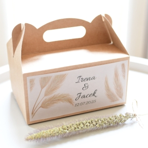 duże pudełka na ciasto weselne BOHO trawy (minimalne zamówienie 15 szt.)