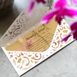 kartka glamour na pieniądze na wesele z Twoimi życzeniami -  wzór nr 15 - elegancka złota koronkowa 