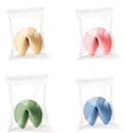 ciasteczka szczęścia z wróżbą - 4 kolory do wyboru (minimum 20 sztuk)