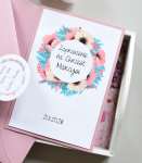 różowe, kwiatowe zaproszenia na chrzest z personalizacją koperty (minimalne zamówienie 10 szt.) 