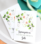botaniczne zaproszenia na komunie świętą w listki (minimalne zamówienie 10 szt.)