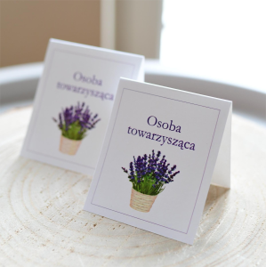przepiękne lawendowe winietki ślubne dwustronne  (minimalne zamówienie 20 szt.) 