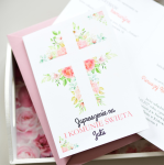zaproszenia na komunie świętą  - kwiatowy krzyż (minimalne zamówienie 10 szt.)