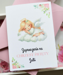 zaproszenia na chrzest święty  dla dziewczynki - kwiatowy aniołek(minimalne zamówienie 10 szt.)