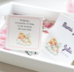 winietki na chrzest święty  z aniołkiem - szybka realizacja  (minimalne zamówienie 15 szt.)