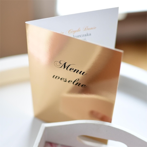 złote menu weselne - zlota okładka w stylu glamour