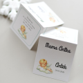 personalizowane winietki na chrzest święty dla chłopca z aniolkiem