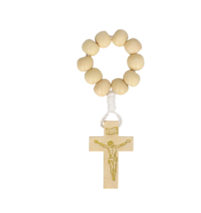 podziekowania komunijne - drewniany różaniec dziesiątka na palec 