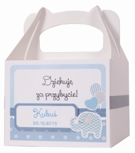 pudełka na ciasto lub słodycze na chrzciny SŁONIK (minimalne zamówienie 15 szt.) 
