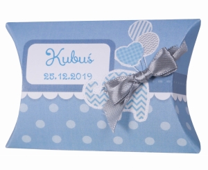 niebieskie pudełka na cukierki na chrzest - słonik (minimalne zamówienie 15 szt.) 