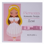 zaproszenia na komunię - dziewczynka blond (minimalne zamówienie 10 szt.) 