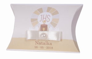 kremowe pudełka na cukierki komunijne HOSTIA (minimalne zamówienie 15 szt.) 