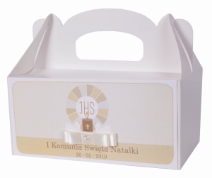 kremowe, komunijne pudełka na ciasto IHS (minimalne zamówienie 15 szt.) 