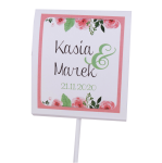 różowe, kwiatowe lizaczki - podziękowania  (minimalne zamówienie 15 szt.) 