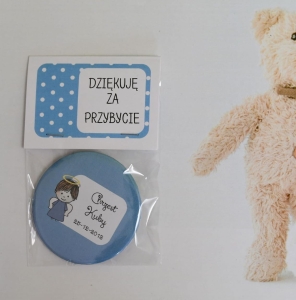 magnesy na chrzest  niebieski aniołek w opakowaniu (minimalne zamówienie 15 szt.) 