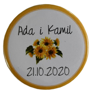 magnes z nadrukiem - motyw słonecznika (minimalne zamówienie 15 szt.) 