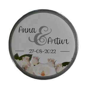 ślubne magnesy na lodówkę w białe kwiaty (minimalne zamówienie 15 szt.) 