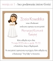 wersja zaproszenia na komunię nr 1 - bez podawania imion i nazwisk Gości (uniwersalna)