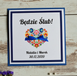 granatowe zaproszenia ślubne folk (minimalne zamówienie 15 szt.) 