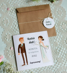 nowoczesne zaproszenia ślubne z grafiką pary młodej -  HIT! (minimalne zamówienie 15 szt.) 