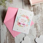 kwiatowe zawiadomienia o ślubie pudrowy róż (minimalne zamówienie 15 szt.) 