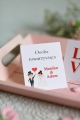 spersonalizowane winietki ślubne, szybka realizacja, czerwone winietki love
