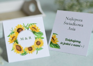 winietki ślubne z motywem słonecznika - szybka realizacja (minimalne zamówienie 15 szt.) 