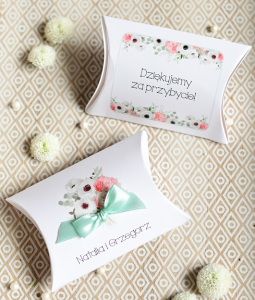kwiatowe pudełka na cukierki z winietką (minimalne zamówienie 15 szt.) 