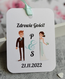 zawieszki na wódkę weselną z parą młodą (minimalne zamówienie 20 szt.) 