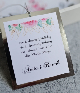 srebrne zawieszki na wódkę weselną z kwiatami (minimalne zamówienie 15 szt.) 