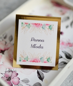 eleganckie, złoto-różowe winietki ślubne - HIT! gold (minimalne zamówienie 15 szt.) 