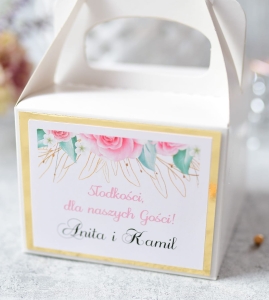 małe, złoto- różowe pudełka na ciasto weselne GOLD (minimalne zamówienie 15 szt.) 