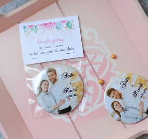 upominki ślubne magnes na lodówkę z Waszym zdjęciem - gold (minimalne zamówienie 15 szt.) 