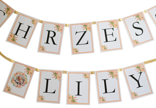 baner, girlanda ze zdjęciem dziecka na chrzest - dowolny napis, spersonalizowany baner