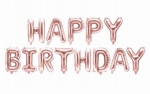 zestaw BALONÓW foliowych HAPPY BIRTHDAY różowe złoto XL 