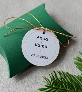 pudełeczka na cukierki weselne - butelkowa zieleń i złoto (minimalne zamówienie 15 szt.) 