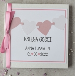 księga gości weselnych - girlanda serduszek - pink