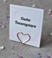 spersonalizowane, modne winietki ślubne ze stojaczkiem - golden rose - różowe złoto